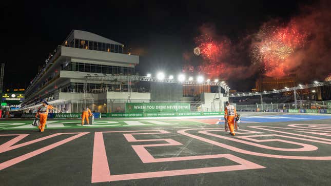 A fireworks finale brings to an end the 2023 Las Vegas Grand Prix early Sunday morning, Nov. 19, 2023 in Las Vegas, NV.